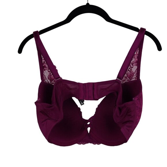 Torrid Curves XO 40DD Lace Underwire Bra In Plum Purple With Floral Design & Cri - Picture 4 of 7